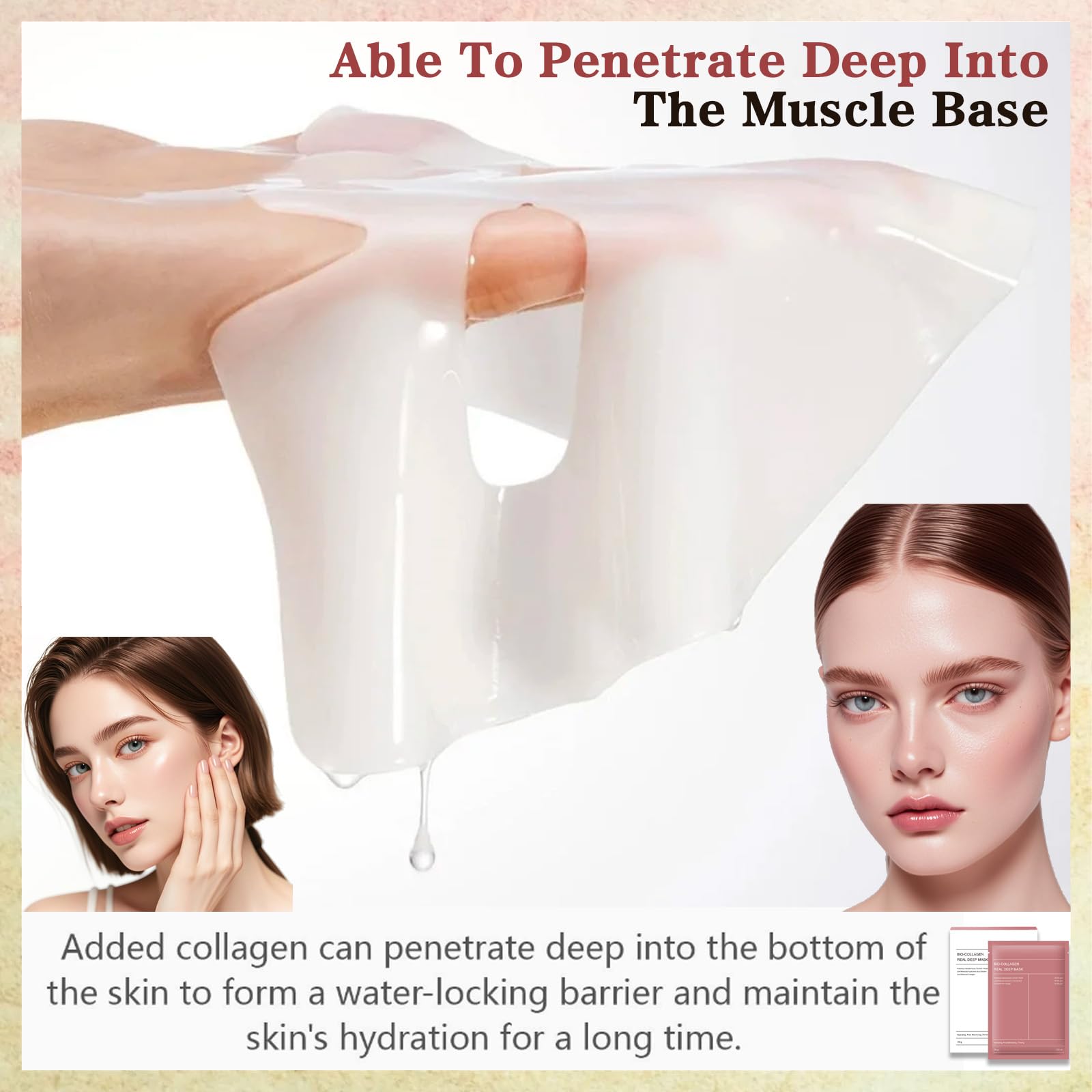 BIO COLLAGEN-MASK, Deep Collagen Anti-Wrinkle Moisturising Mask - Anti-Wrinkle, Korean Overnight Mask, Pore Shrinking (Pack of 4) - Image 4