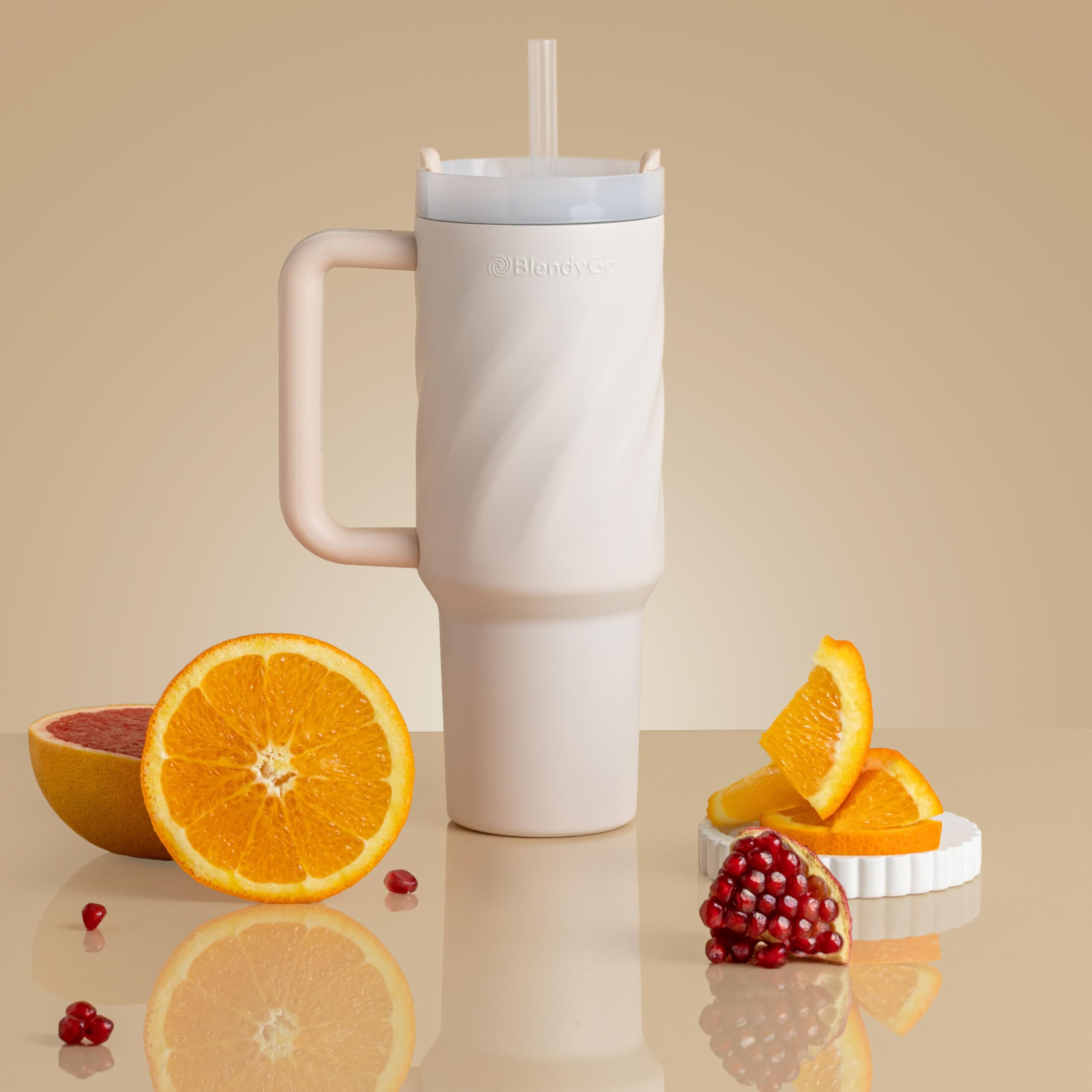 Kubek termiczny BlendyGo Sip termos na herbatę i kawę butelka na wodę do samochodu próżniowa BPA FREE 900 ml (Beżowy)