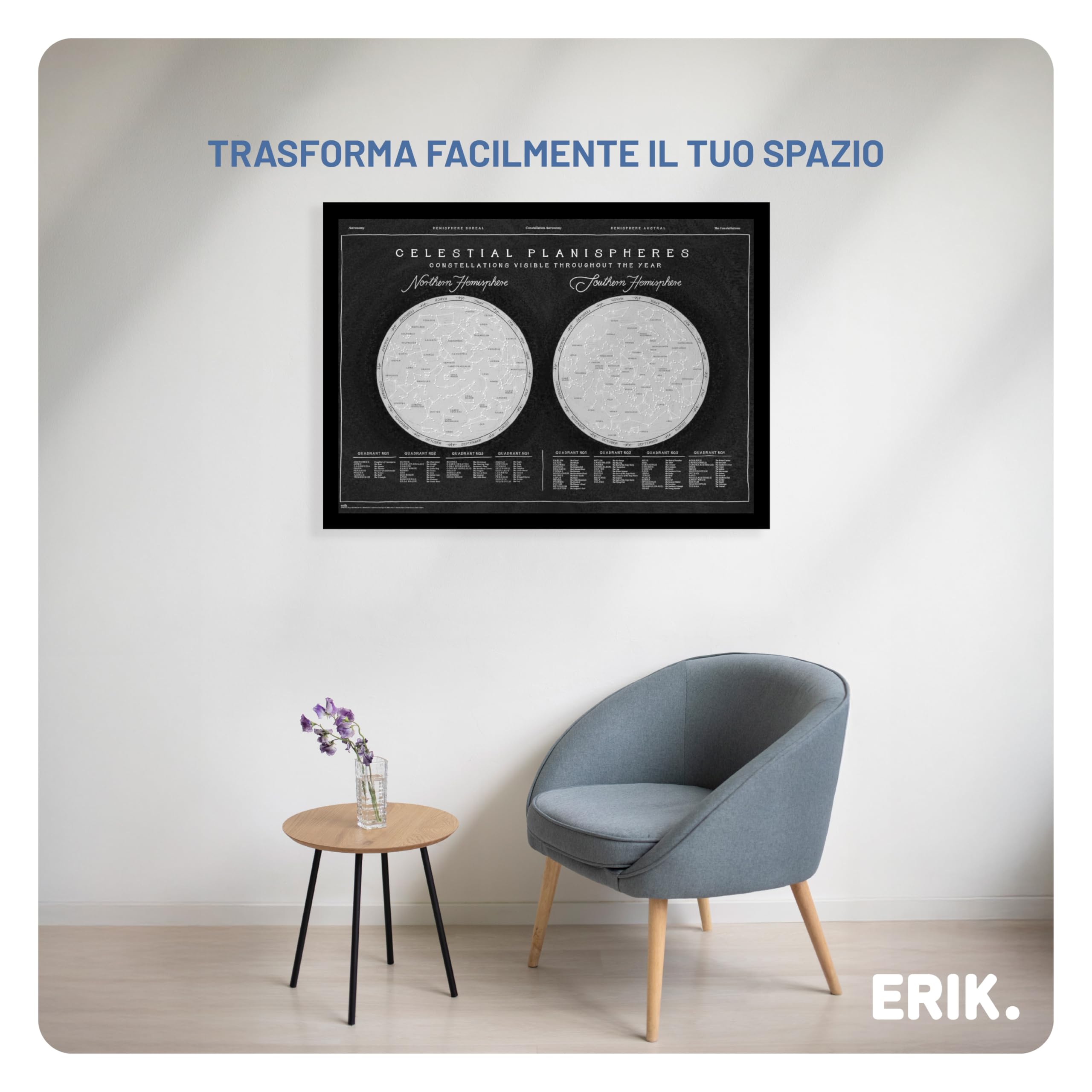 Grupo Erik Cornice 50x70 cm Nera - Portafoto da Parete in MDF Effetto Legno per Poster, Quadri o Puzzle | Cornice da Parete con Accessori per Appendere Inclusi e Packaging Protettivo