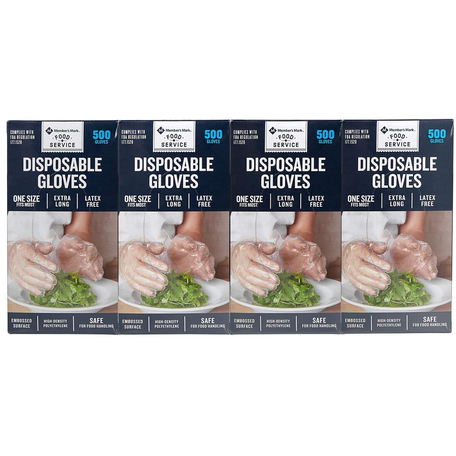 Member's Mark Plastic Disposable Gloves Pack 4 (500 CT)