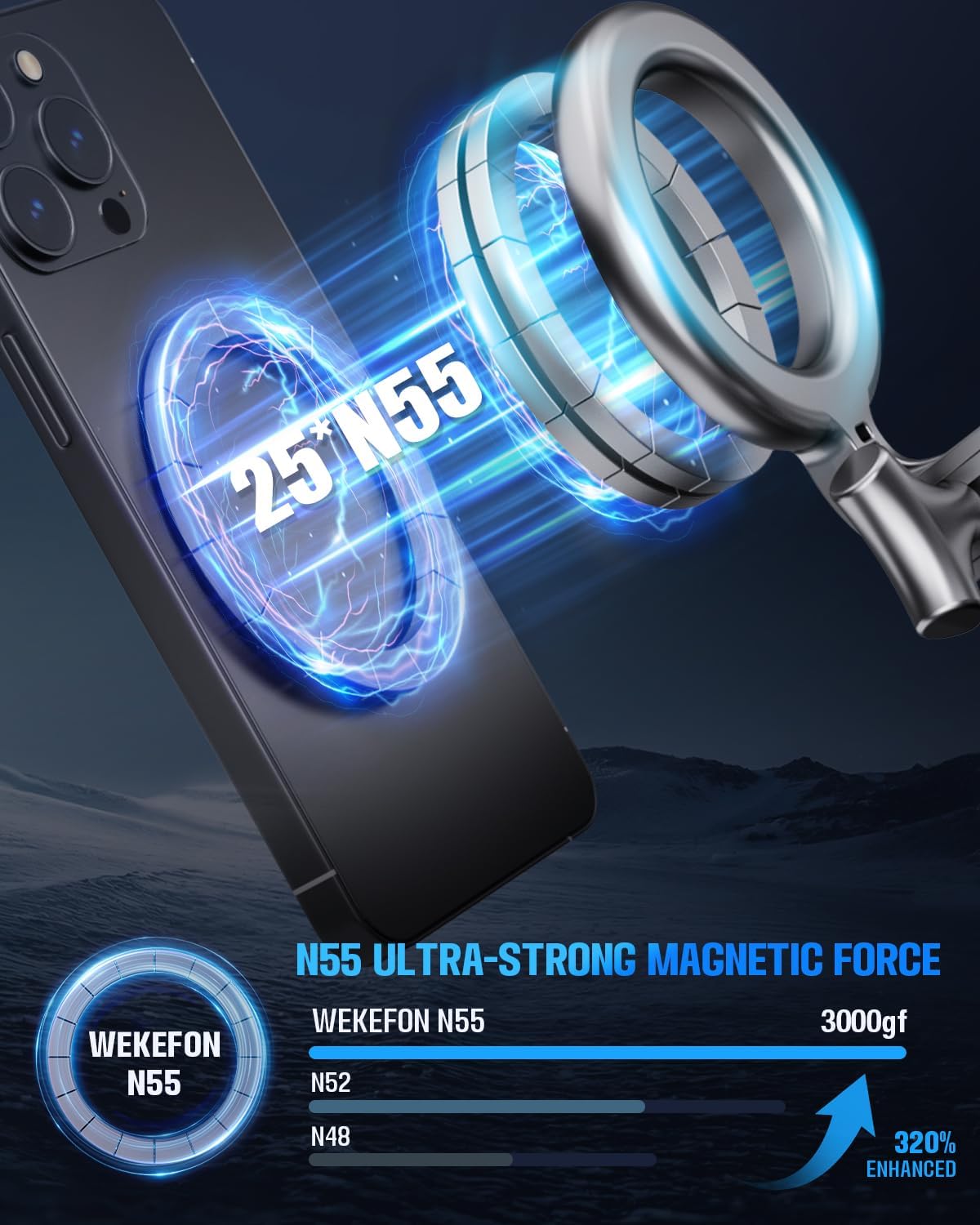 InwodiTeki Magnetic Phone Holders for Your Car, Upgraded 360° Vacuum Car Phone Holder, 108+LBS Strongest Suction & 3000gf Magnetic, Car Phone Mount for 17 Pro Max 16 15 14 13 12/ Android Phones