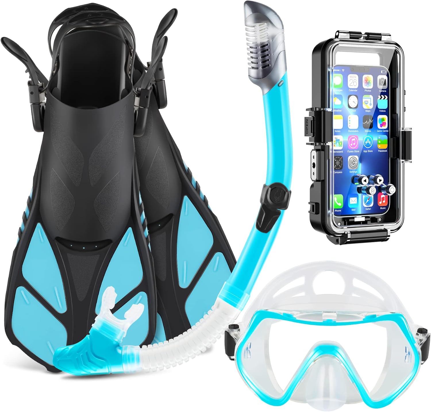 ZEEPORTE Mask Fin Snorkel Set for Swimming Snorkeling with 98FT/30M Underwater