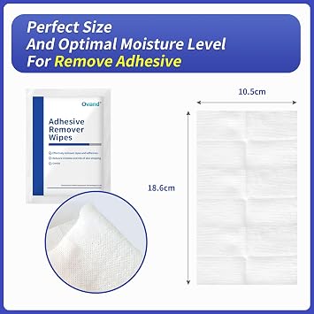 Adhesive Remover Wipes - Skin Adhesive Remover for Sensitive Skin,Medical Adhesive Remover for Bandage,Tape,Dressings,and Ostomy Residue,Sting-Free & Gentle