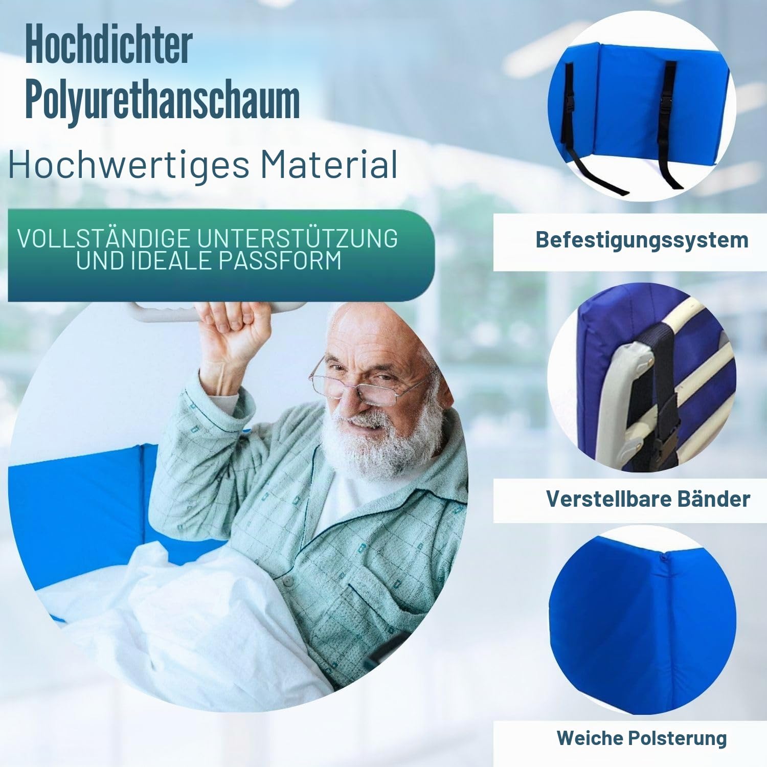 OrtoPrime Geländerschutz für Betten Erwachsene und Kinder, orthopädische Sicherheitsbarriere für Betten, Geländerschutz, Barriere Nicht im Lieferumfang enthalten