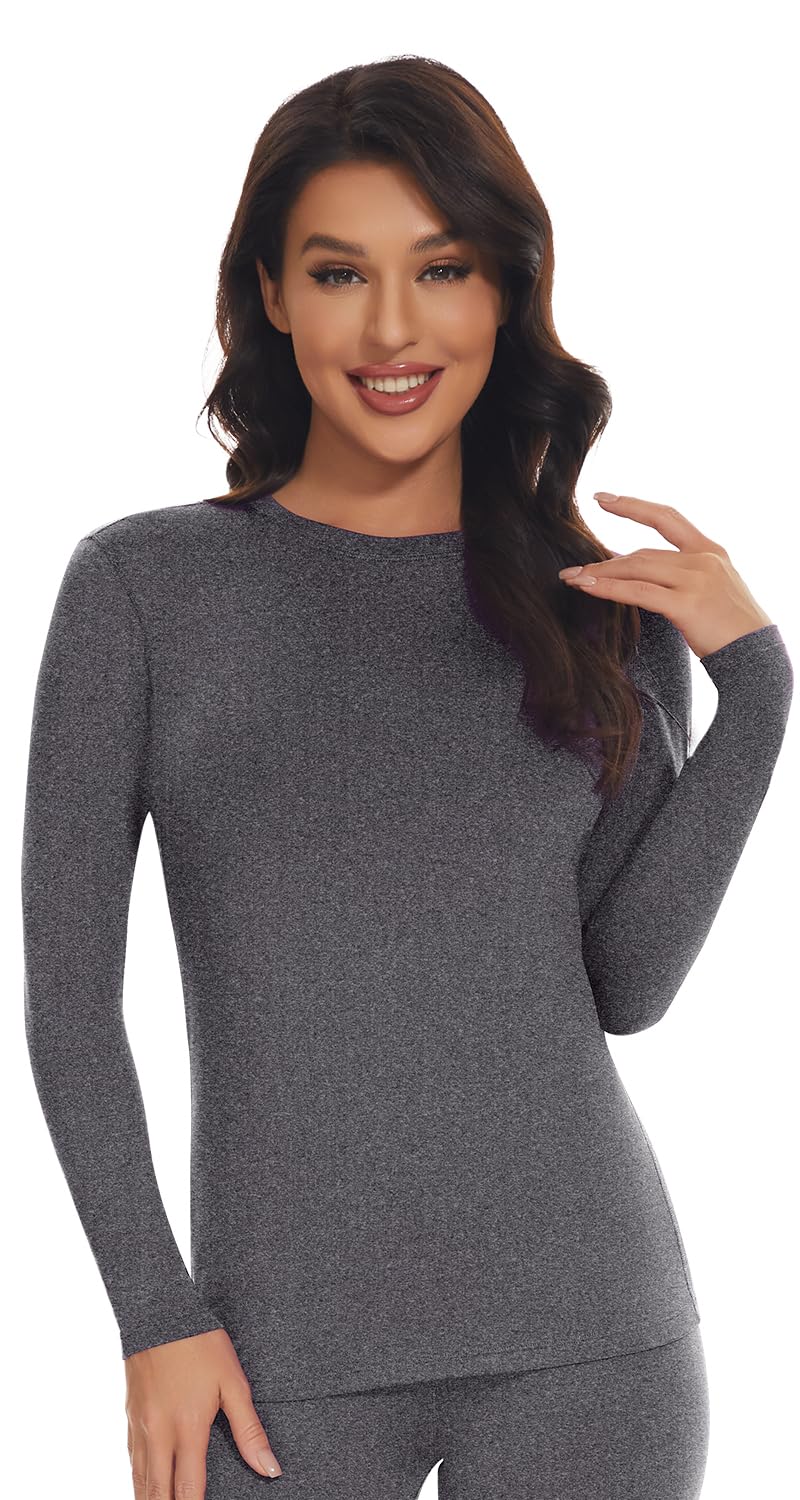 SIMIYA Thermoshirt Damen Langarm Unterwäsche Winter mit Innenfleece | |4-Wege-Stretch|Satmungsaktiv, schnellrocknend| körpernah|Flache Nähte|Ideal für Winter|Alltag & Outdoor