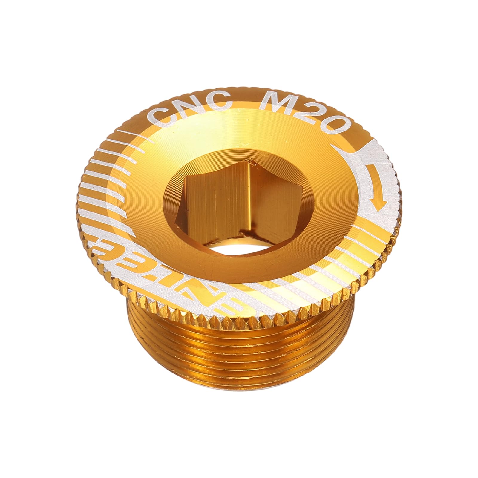sourcing map Crank Cover Screw M20 Aluminum Alloy Bicycle Crank Fixing Bolt Bike Crankset Arm Bolt Chainwheel Screws for Mountain Bike, Golden