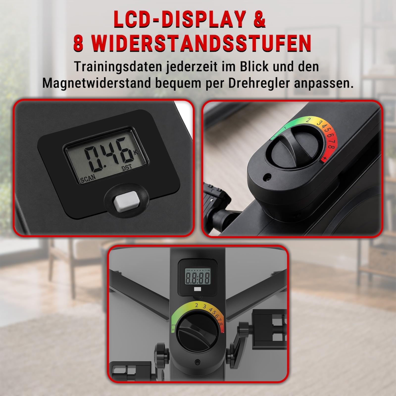 AsVIVA H26 Desk-Bike rower treningowy – rower biurkowy z regulowanym blatem, rower fitness do biura i domu, cichy hamulec magnetyczny, 8 poziomów oporu, komfortowe siodełko 360°, kółka transportowe