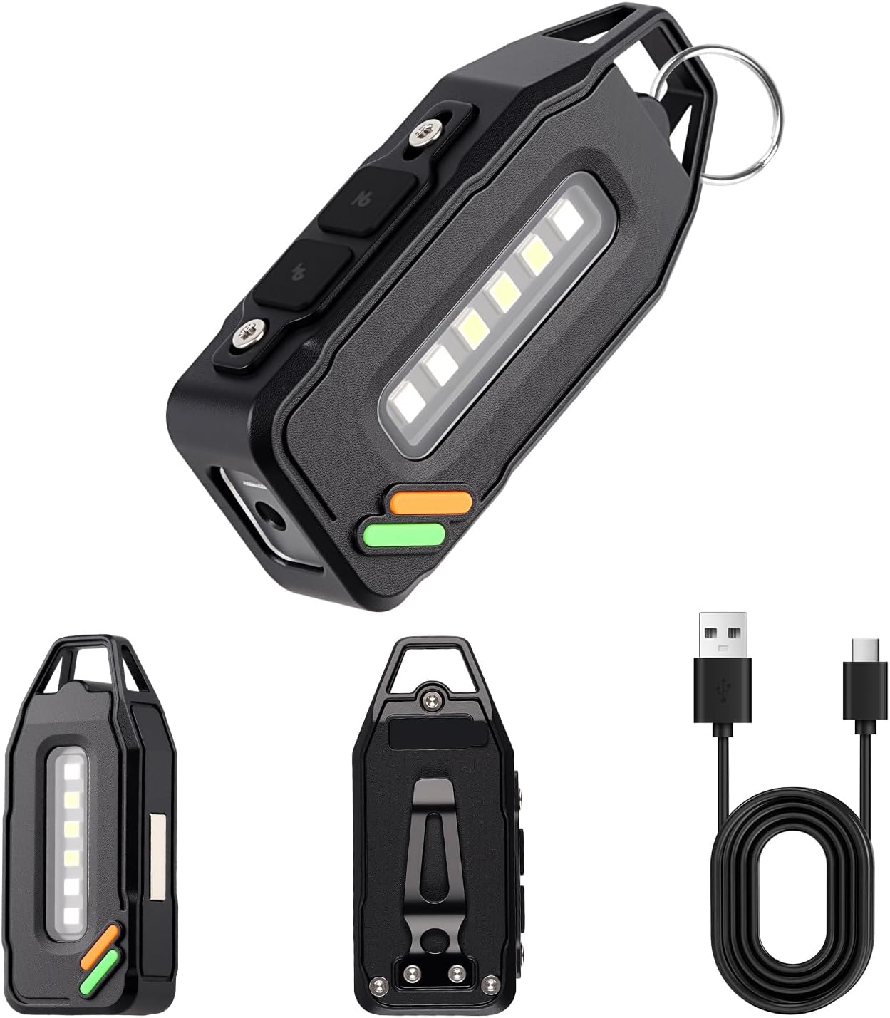 Mini Rechargeable Keychain Torch 700 Lumens EDC Small Keyring Clip-On Pocket Torch Led Super Bright Waterproof Flashlight with 9 Modes Magnetic Base COB Side Light for Camping Hiking Emergency Repair [Energy Class A]