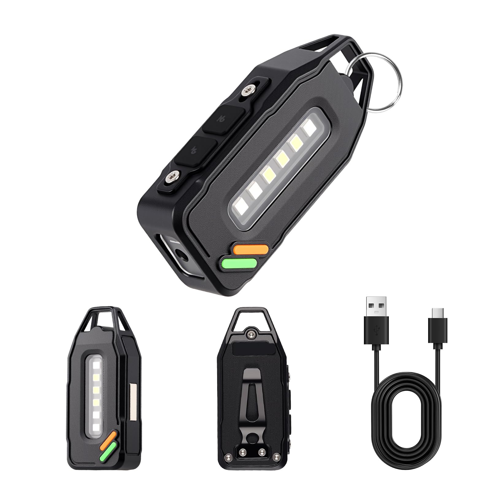 Mini Rechargeable Keychain Torch 700 Lumens EDC Small Keyring Clip-On Torch