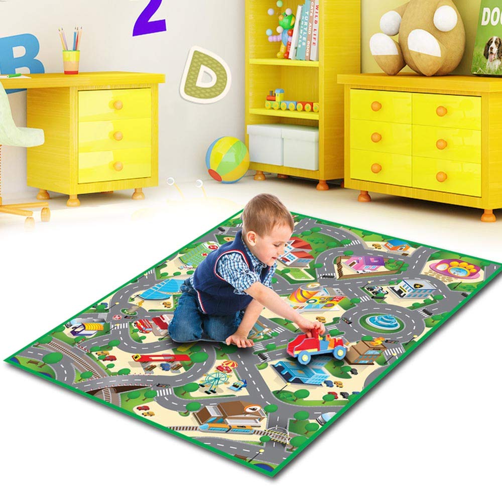 EDUK8 Worldwide LimitedChildren's Padded Play Mat - Wipe Clean & Water Resistant for Use Indoors & Outdoors, 120 x 100 cm, Great for Education & Play (120 x100 cm, City)