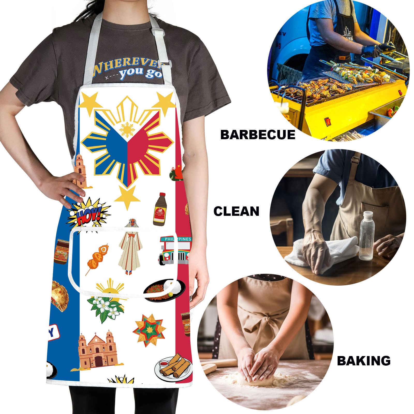 JNIAP Filipino Kitchen Apron Philippines Kitchen Apron Filipino Mom Apron Filipino Chef Gift Philippines Filipino Flag Apron
