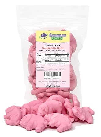 Pig Gummies, Sweet Raspberry Flavor Pink Candy, 14 Ounces