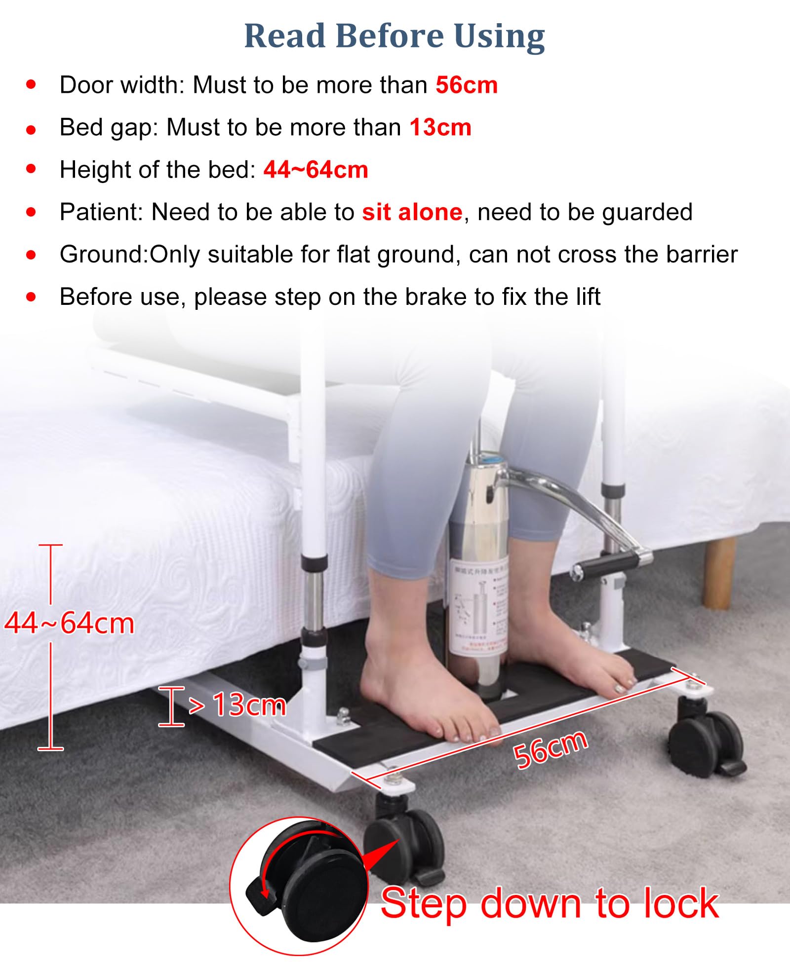 Grúa Hidráulica Multifunción para Hogar, Silla de Transferencia de Pacientes con Asiento Dividido en 180º, Elevador para Pacientes con Inodoro, No Apto para Parálisis Total