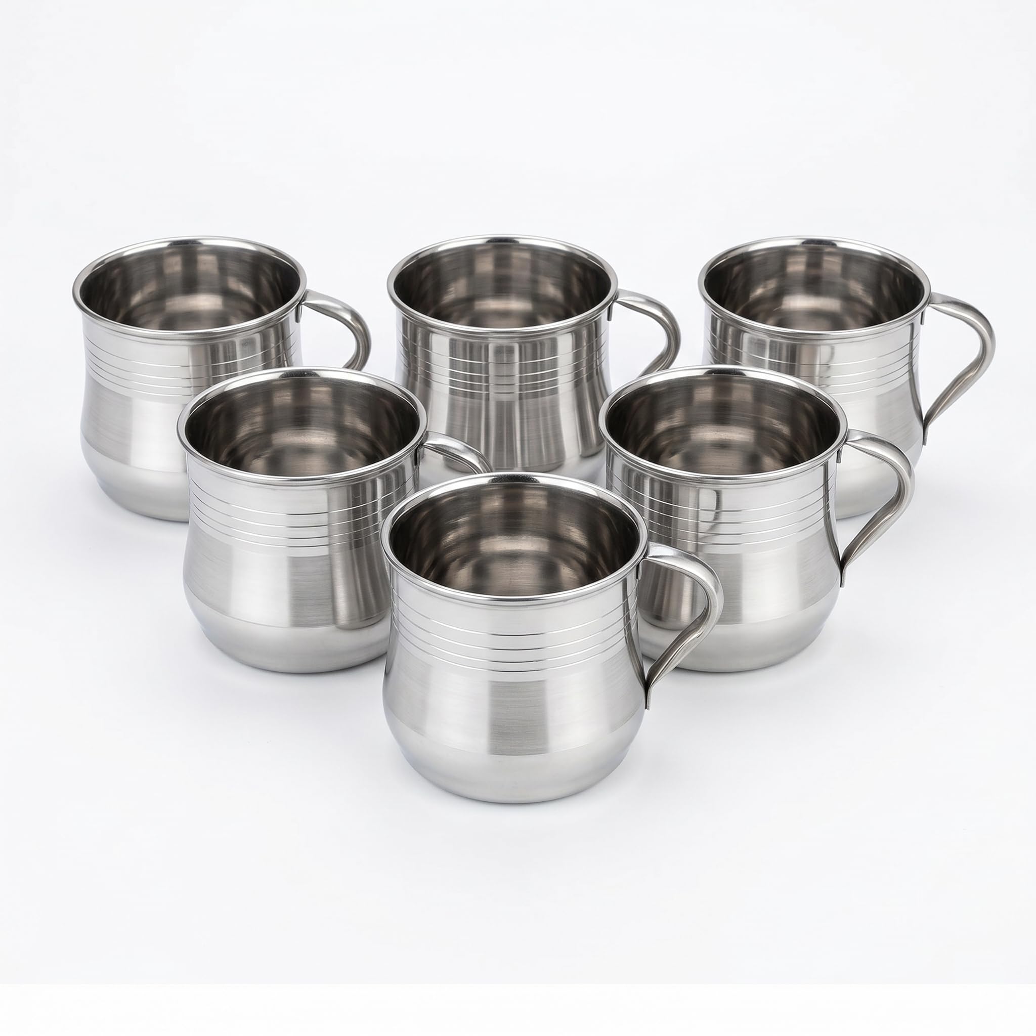 Stainless Steel Tea Coffee Cups Set of 6 with Handle, Mirror Finish Steel Mugs for Tea, Coffee, Milk & Daily Use-image-38