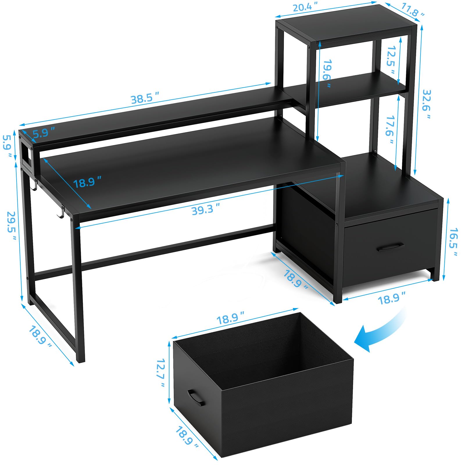 GreenForest Petite Bureau Pliant à roulettes, 63×50cm Pliable Portable