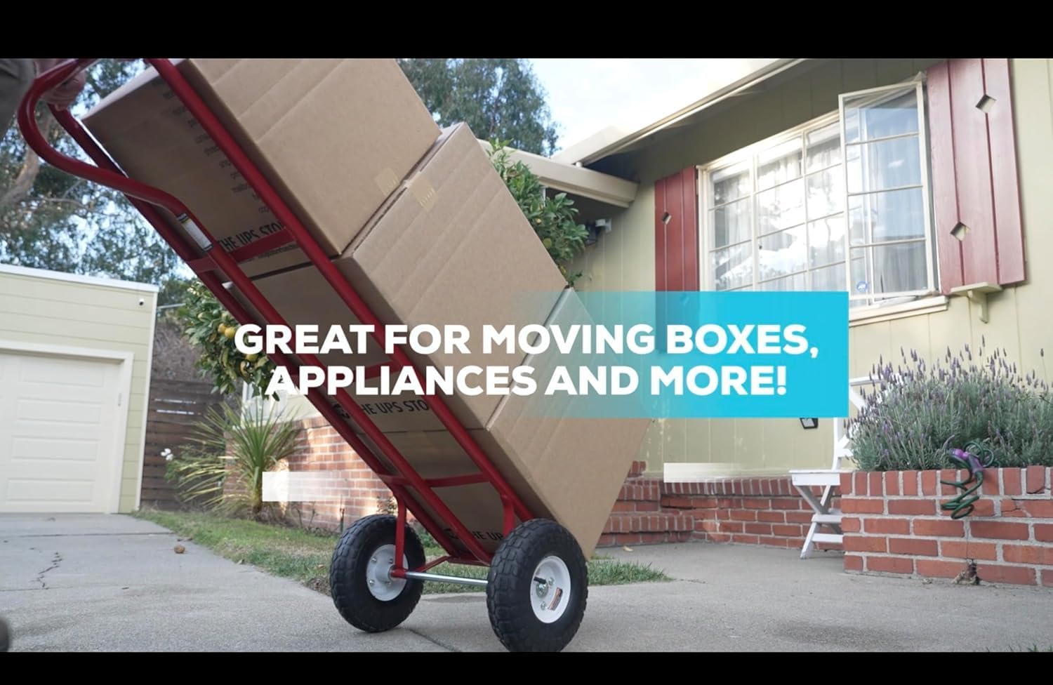 Simpli-Magic Steel Pneumatic Hand Truck Dolly, 600LBS – Convertible Heavy-Duty Moving Dolly Cart with 10" Wheels – Stable, Smooth Movement, Premium American Red Finish