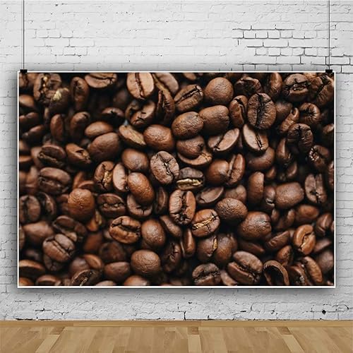 Miniatura 4 de Fondo de fotografía temática de cafetería, granos de café, fondo de sesión de fotos, 7 x 5 pies, para adultos y niños, decoración de fiesta de