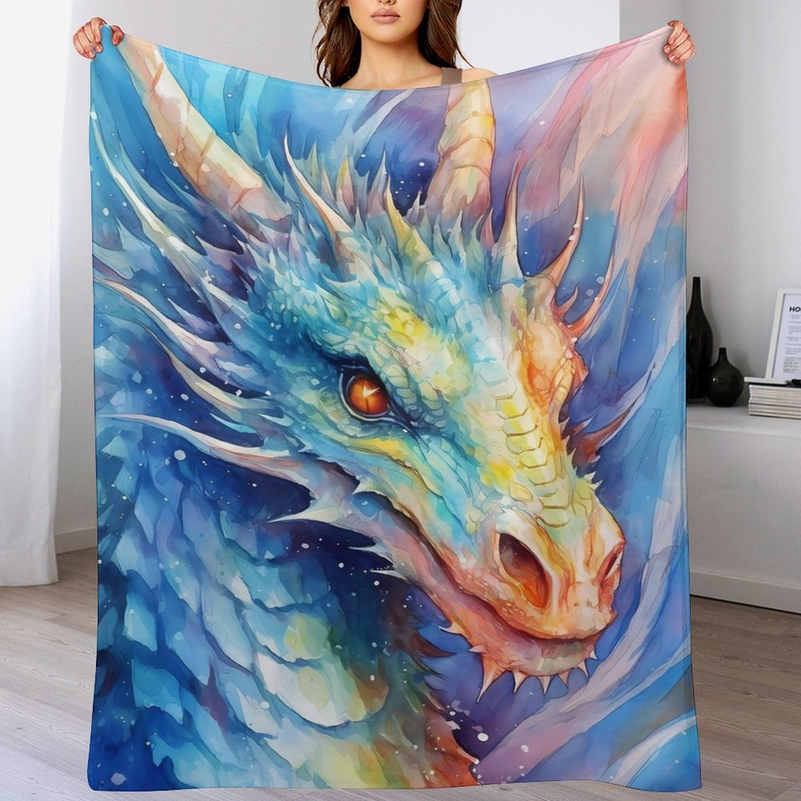 Manta mullida de dragón ideal para tardes de sofá y descanso invernal en casa