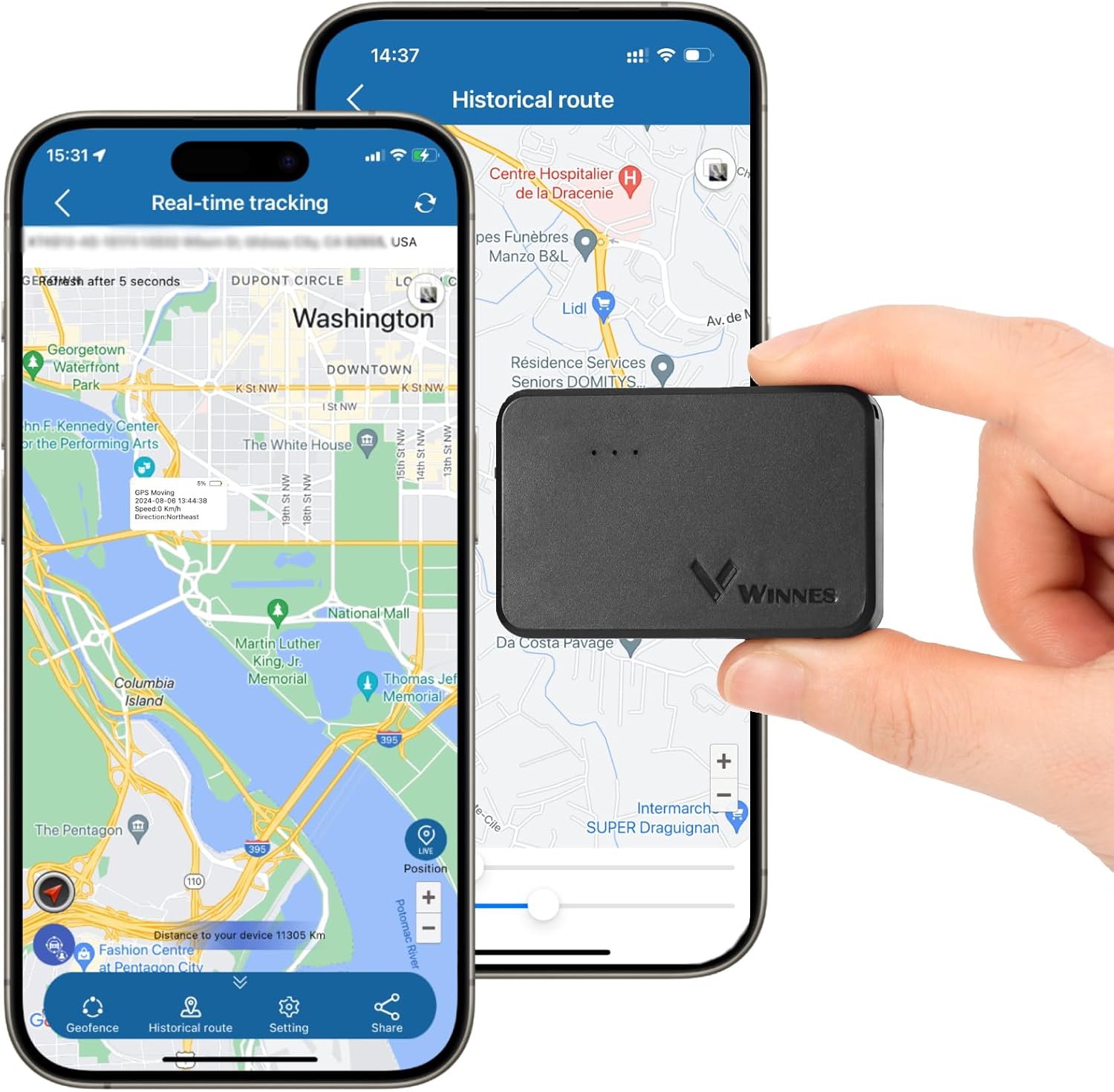 Mini GPS Tracker for Vehicles Winnes Hidden 4G TK913 Magnetic Worldwide Car Real-time Tracking Device Anti-Lost GPS Locator Locate by APP/PC for Vehicles,Kids,Moto,Subscription Required(4-5$/Month)