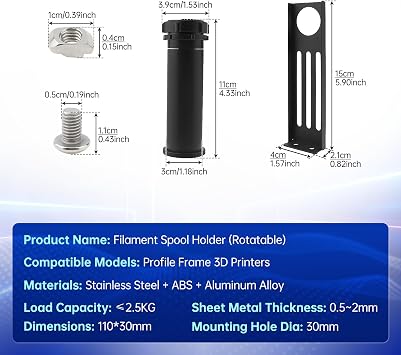 3D Printer Filament Rack Spool Bracket Holder with Bearing Rotatable Fit for Sidewinder X1 / Ender 3 / CR10 Series