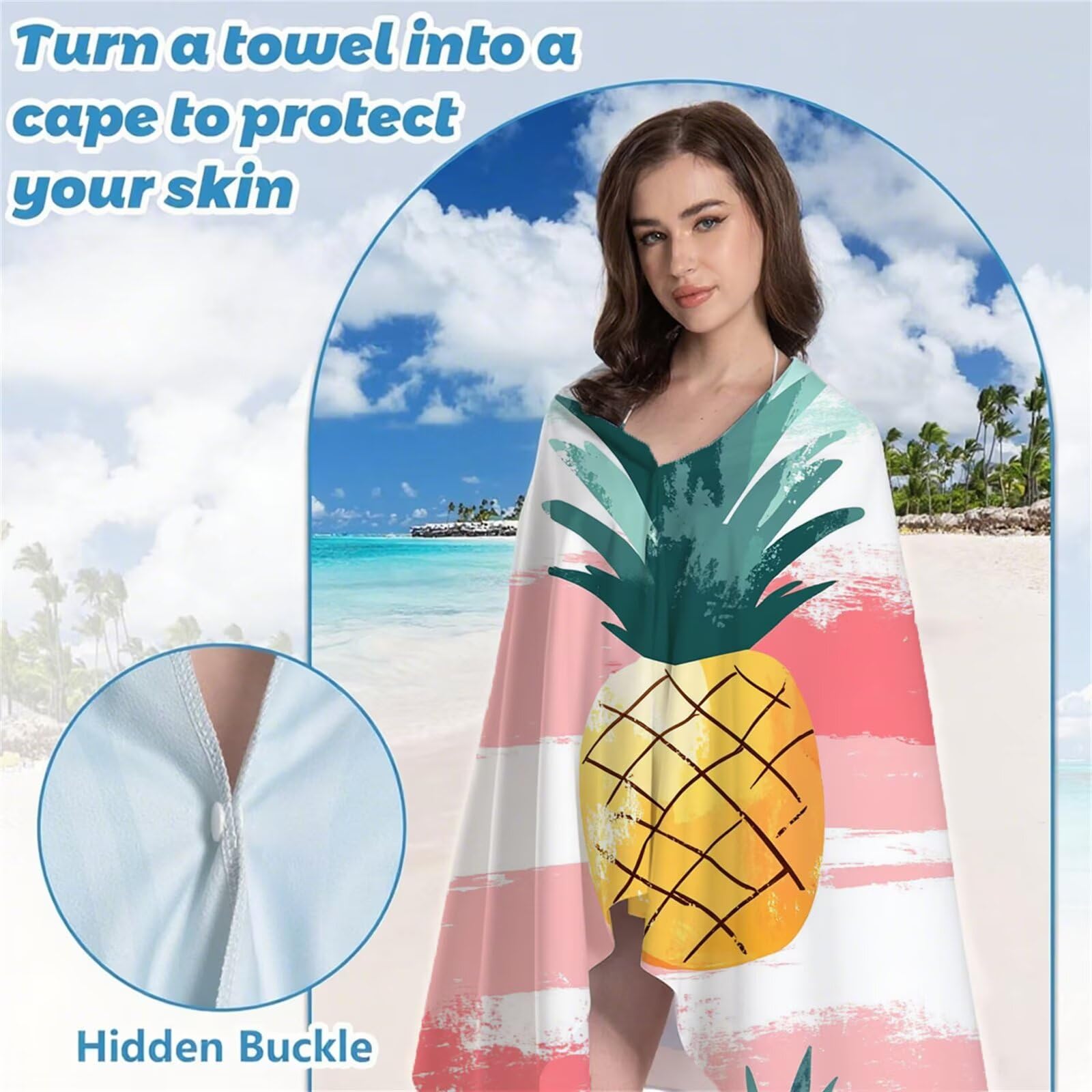 Serviette de Plage XXL 220x100 cm Anti Sable et Séchage Rapide Microfibre Drap de Plage Serviette de Bain Grande Taille Drap de Bain pour Homme Femme Voyages Natation Camping Pique Nique Ananas S-747