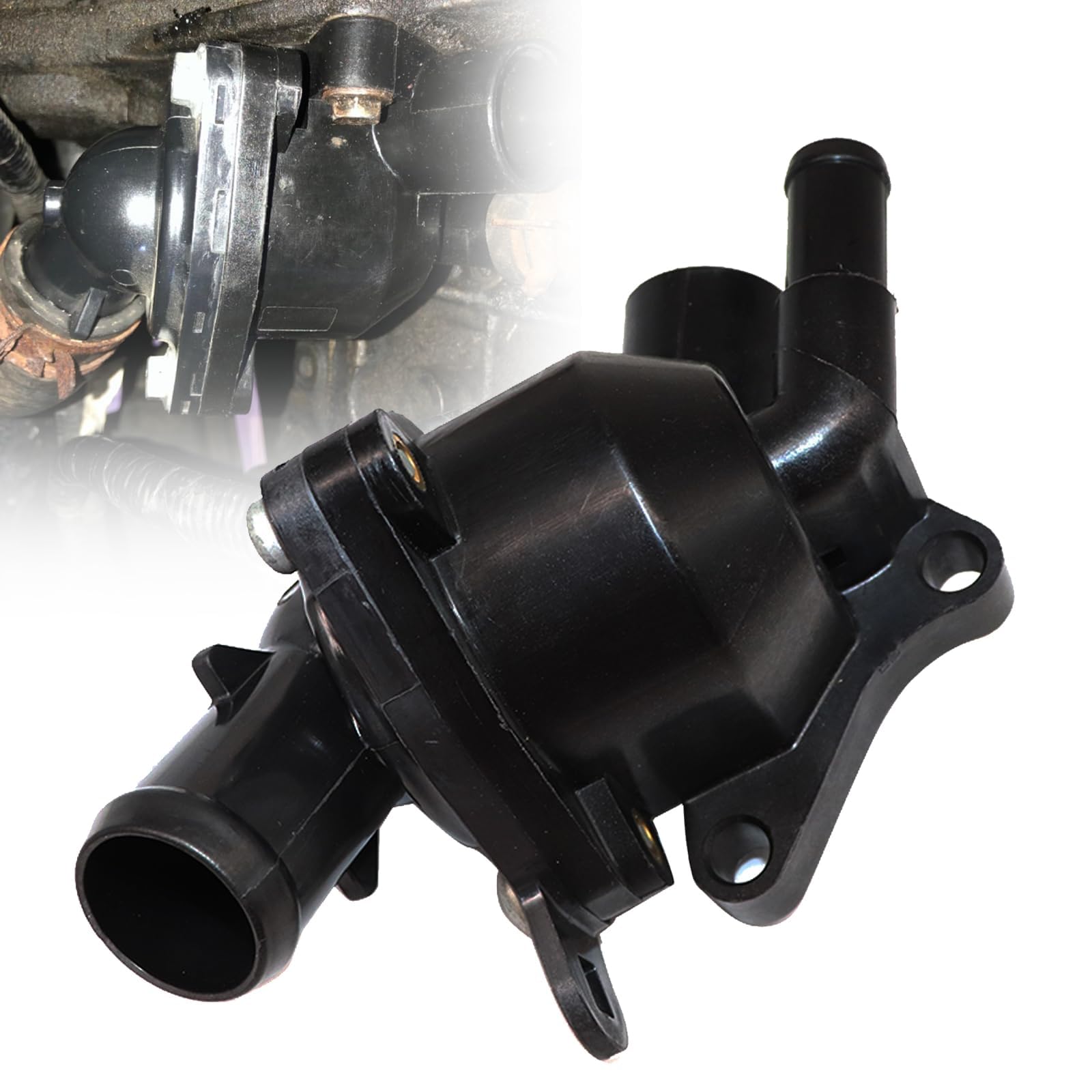 SecosAutoparts Coolant Thermostat Housing, Fit for Honda Civic 2002-2005 2.0L, CR-V 2002-2006 2.4L, Fit for Acura RSX 2002-2006 2.0L l4, Replace# 19320-PNA-003, 19301-PNA-003