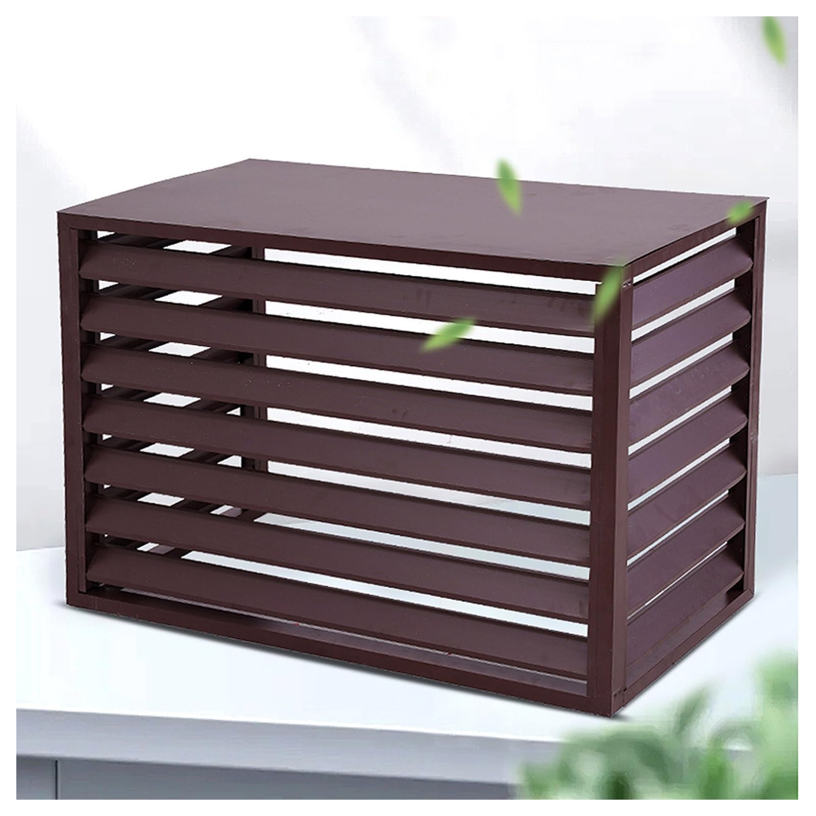 AYCDL Freestanding Louvered Air Conditioner Cover for Outdoor Privacy and Space Division,Brown-110x60x80cm