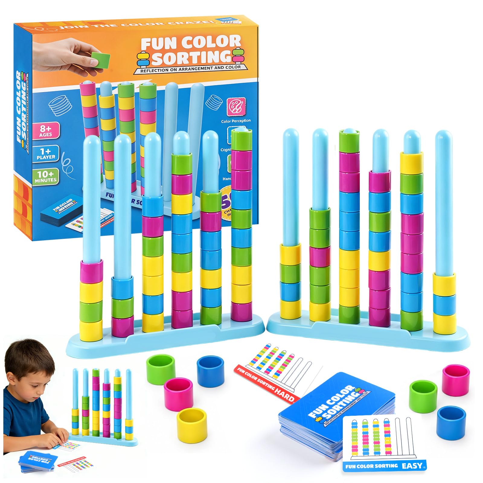 Xchance 2Pcs Colour Stack Challenge Game,Hues And Cues Board Game