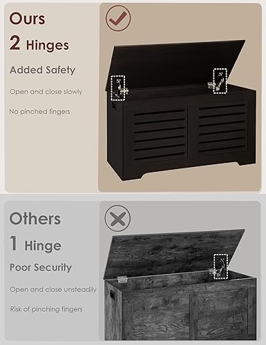 Miniatura 9 de DINZI LVJ Storage Chest, Flip-Top Wooden Toy Box with 2 Safety Hinges, Retro Entryway Shoe Bench, Sturdy Large Storage Trunk for Living Room,