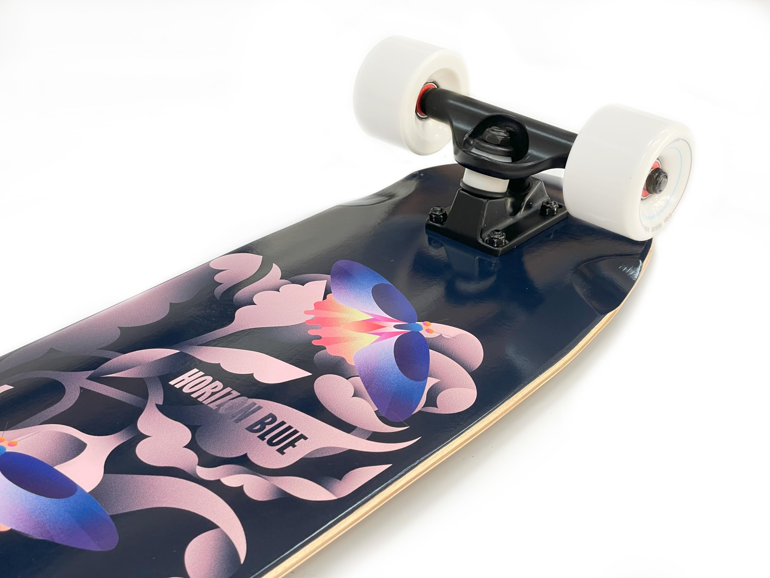 HORIZON BLUE Dinghy Classic Cruiser Skateboard complet – 72,4 cm léger / roues souples de 63 mm et planche en érable