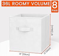 Vista 2 de Criusia Cubos de almacenamiento – Contenedores de almacenamiento de tela resistente de 13 pulgadas para estantes, armario, organizador de cubos