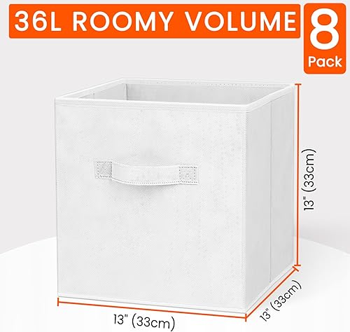 Miniatura 2 de Cubos de almacenamiento, cubos de almacenamiento de 13 pulgadas (juego de 8), contenedores de almacenamiento plegables de tela con asas dobles,