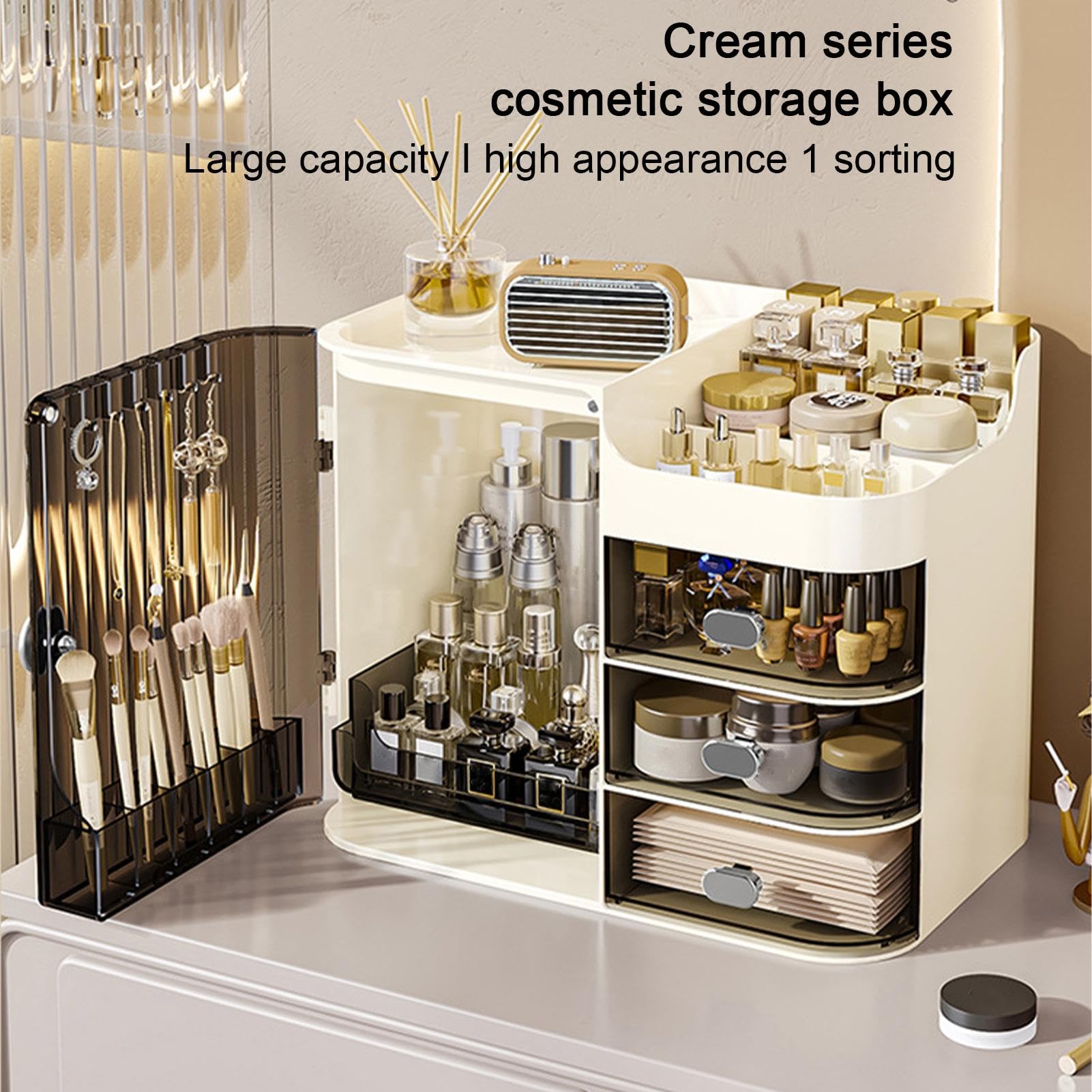 Organizzatore cosmetico da scrivania, organizer per cosmetici, organizer da scrivania con grande capacità, contenitore per il trucco con scomparti multipli per fermagli per capelli, | da scrivania con grande capacità, contenitore per il trucco con scompar