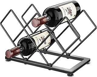 Countertop Wine Rack - 7 Bottles Metal Small Wine Rack Wine Bottle Holder Storage Space Saving for Home Kitchen Bar Tableop Cabinet Pantry