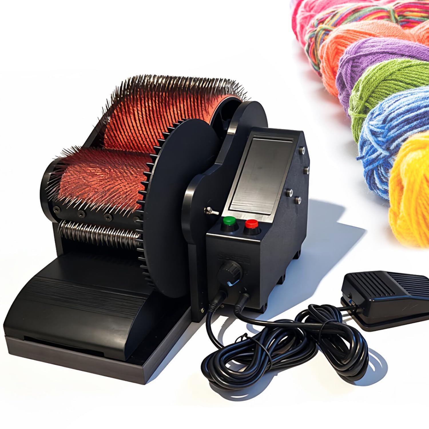 CelyToe Wool Drum Carder, Fiber Sorting Tool, Built-in Forward Reverse Function w / 2 Foot Switches, Fit Home Room And Mini Workshop Daily Fiber Making Usage