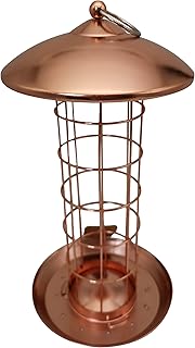 Dehner Natura Joelle Premium Wild Bird Fat Ball Column, Feeder for Wild Birds, Weatherproof Feeder with Hanging Device, Diameter 16 cm, Height 30 cm, Metal, Copper product image