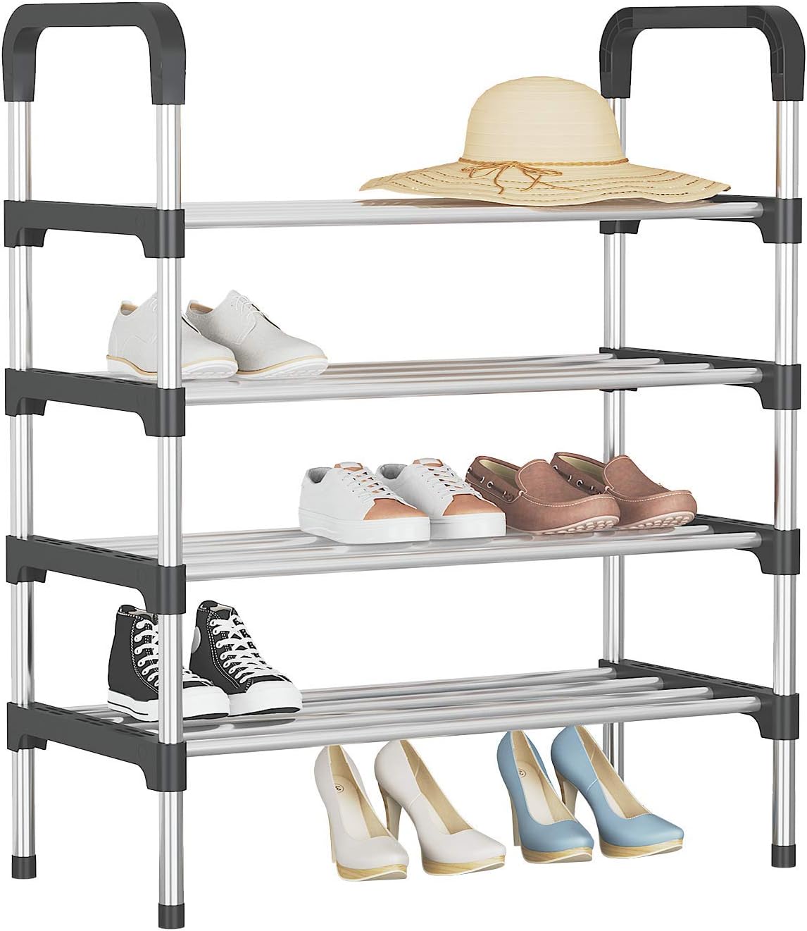 UDEAR Shoe Rack 4Tiers Shoe Storage Organizer Black 56 * 30 * 80 CM