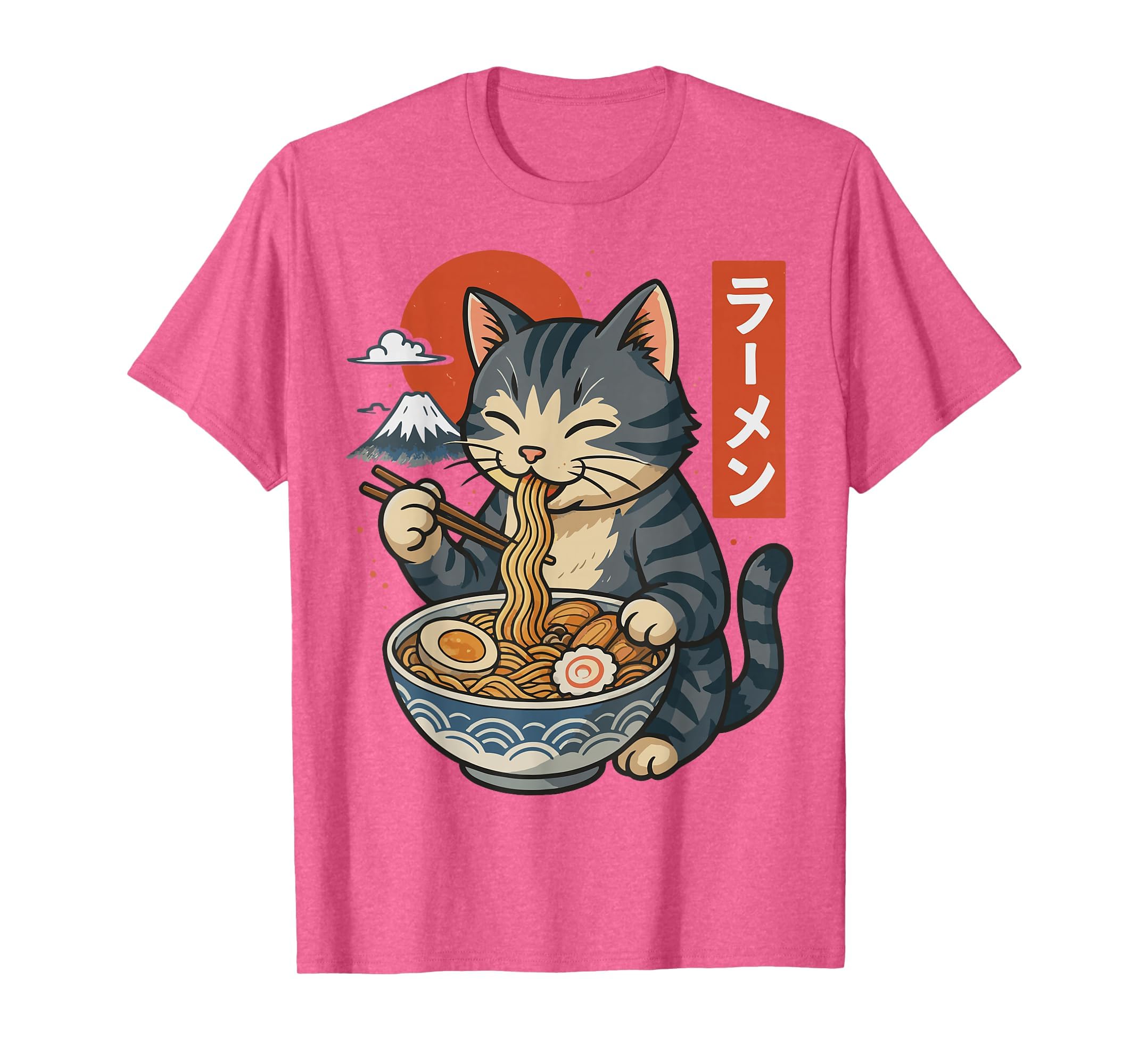 Anime Cat Eating Ramen Retro Kawaii Ramen Cat T-Shirt