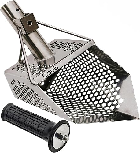 CooB Pala de arena mejorada Detector de metales Sharky. Cucharas de arena Detección de tesoros, herramienta de caza con detector de metales. Acero