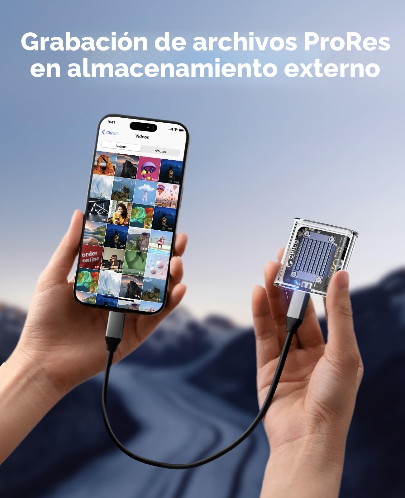 ORICO M.2 2230 SSD Carcasa, 10Gbps Carcasa NVMe M2, Adaptador USB C 3.2 Gen2 a M2 NVMe para iPhone 15 Pro Max ProRes, Caja M2 SSD Soporta UASP & Trim, M-Key(B+M Key) - TC20