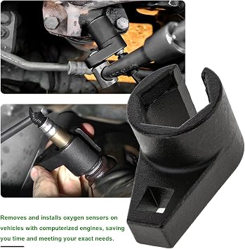 Offset Oxygen Sensor Socket, 3/8-Inch Drive by 7/8-Inch (22mm) Oxygen Sensor Wrench with Wire Gate, 6-Point Vehicle O2 Sensor Removal Tool Preventing Damage to Wires