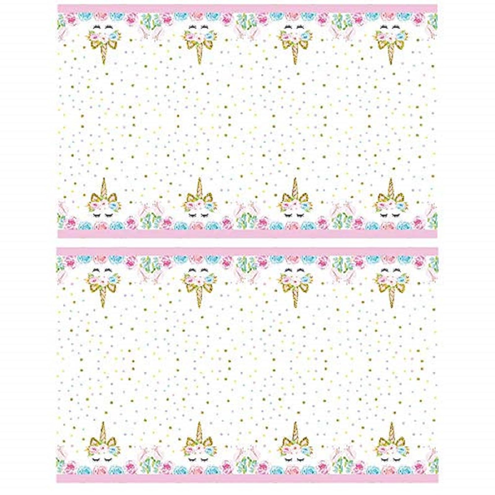 2 Pcs Unicorn Birthday Tablecloth, Party Decorations for Girls' Party, Cute Unicorn Theme Party, Disposable Rectangular Table Cover, 180x110cm
