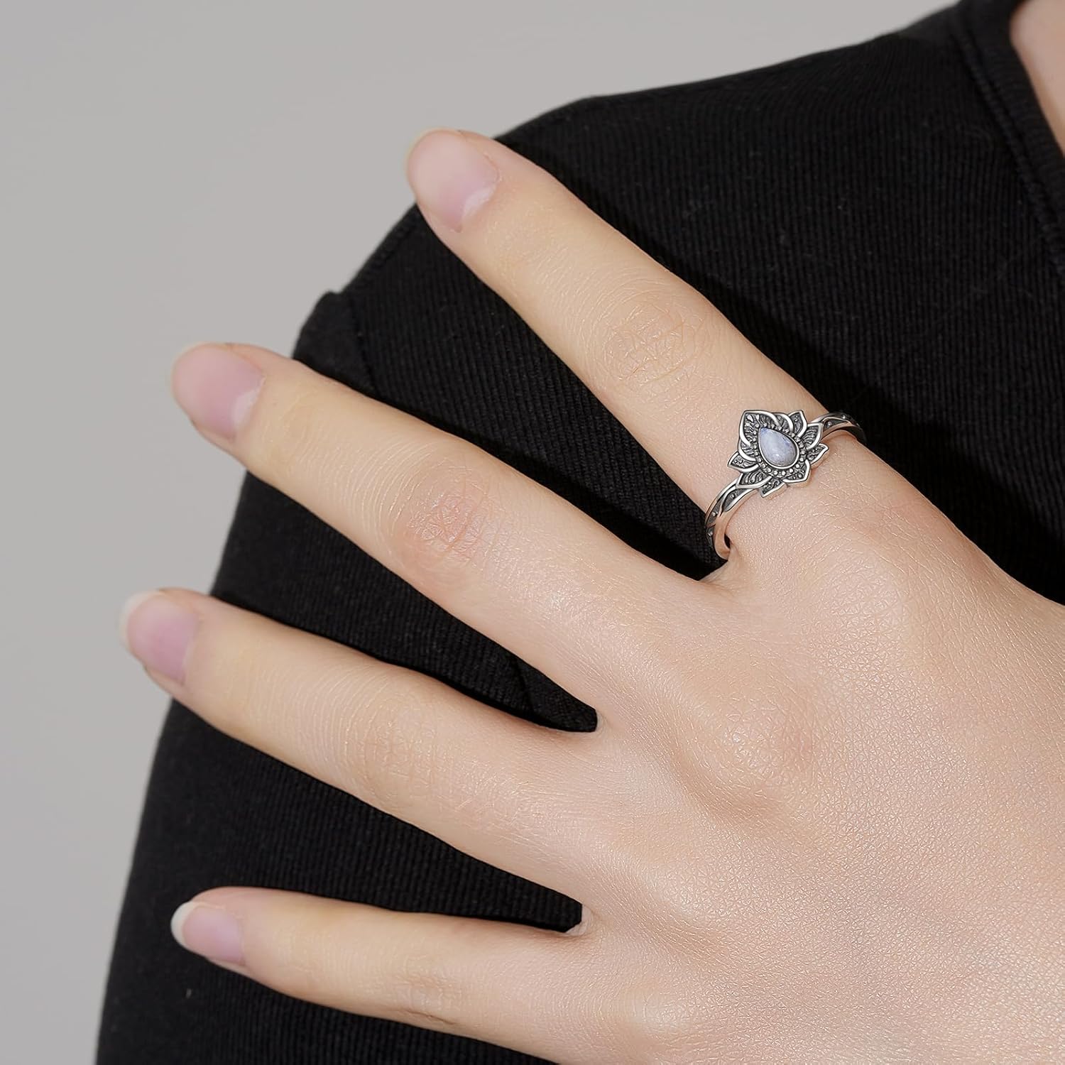 925 Sterling Silver Lotus Ring Jewelry Gifts for Women Sister - Image 4