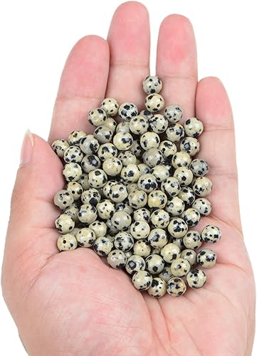 Miniatura 15 de Bymitel - 140 cuentas de cristal natural, piedras preciosas redondas energéticas y curativas sueltas con cordón elástico para hacer joyas, pulseras