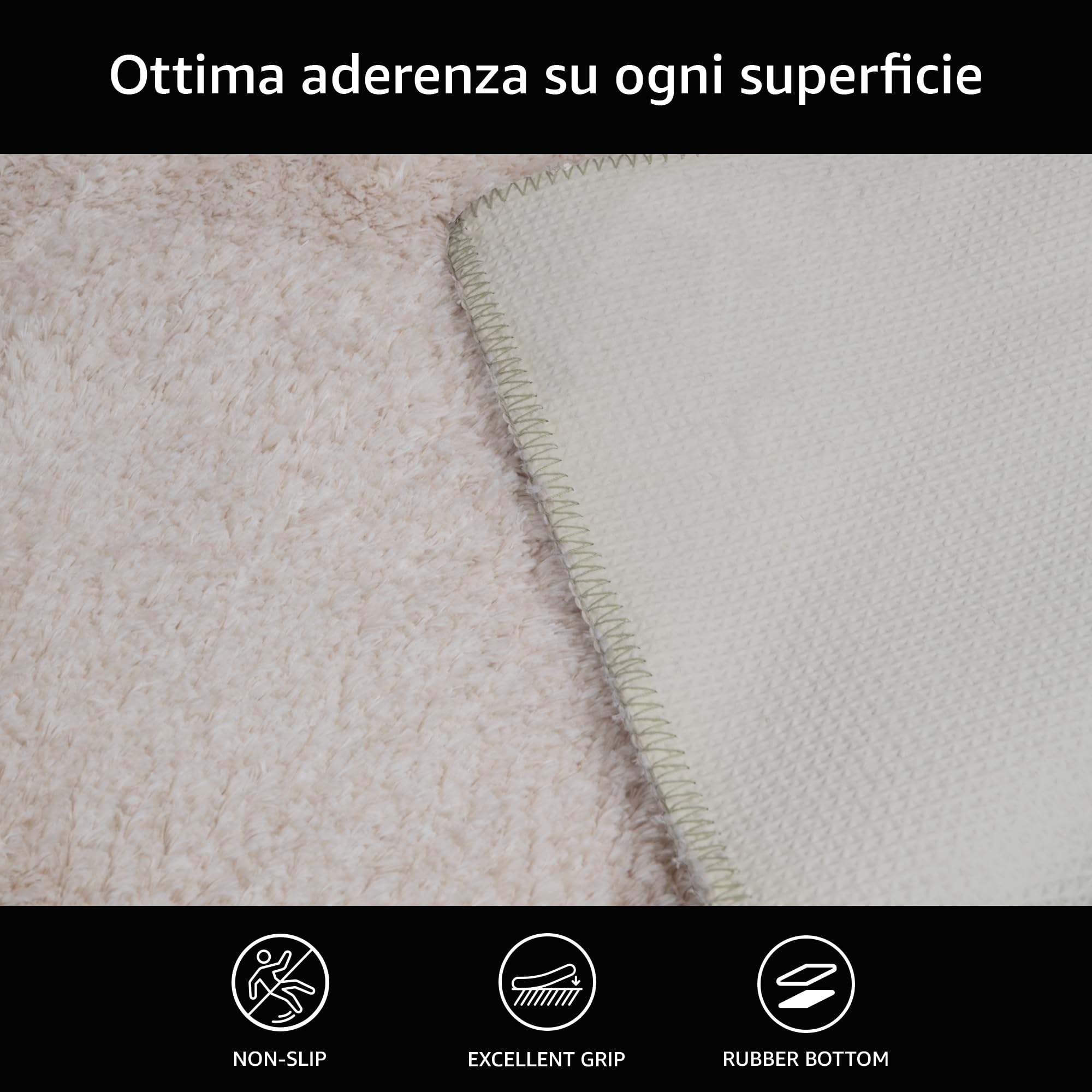 Comart - Tris Tappeti Faith Bagno - Set Tappetini Bagno: 1 Tappeto Rettangolare 45x75 cm + 2 Giro Water 45x75 cm - Morbidi e Pelosi - Asciugatura Rapida e Antiscivolo - Lavabili in Lavatrice - Panna