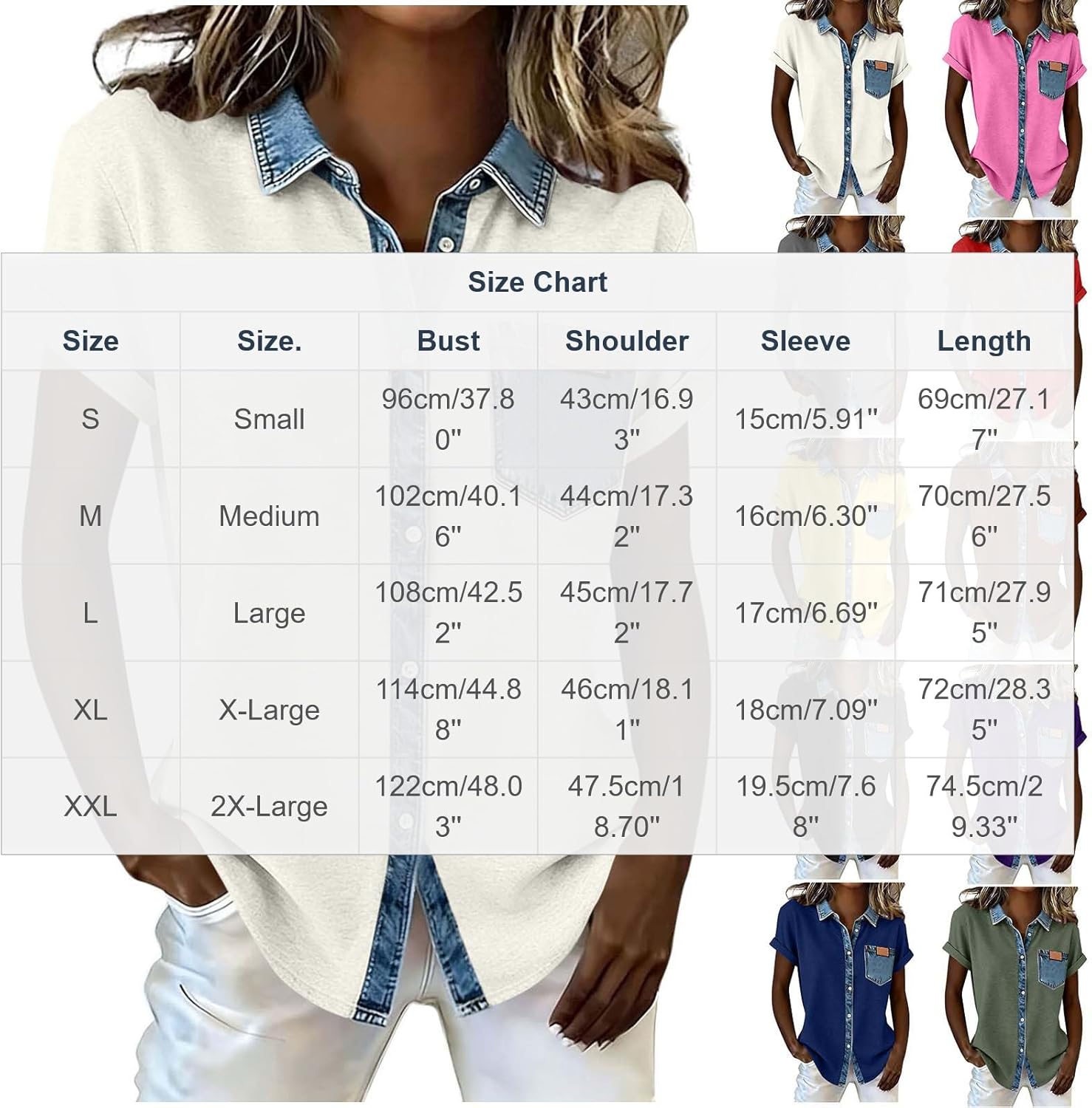 Short Sleeve Summer Tops for Women Casual Patchwork Button Down Loose Fit Shirts Spring Fashion Work Blouses Outfit