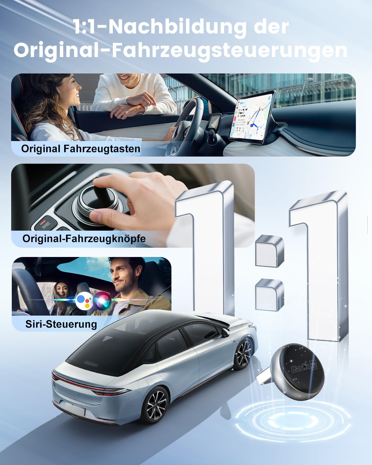 CarlinKit MINI-Ultra 3 Wireless Adapter – Kabelloses CarPlay/Android Auto, Plug-and-Play, USB/Typ-C, OTA-Upgrade