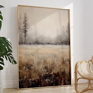 Vintage Forest Prints Canvas Wall Art - Neutral Landscape Picture Abstra...