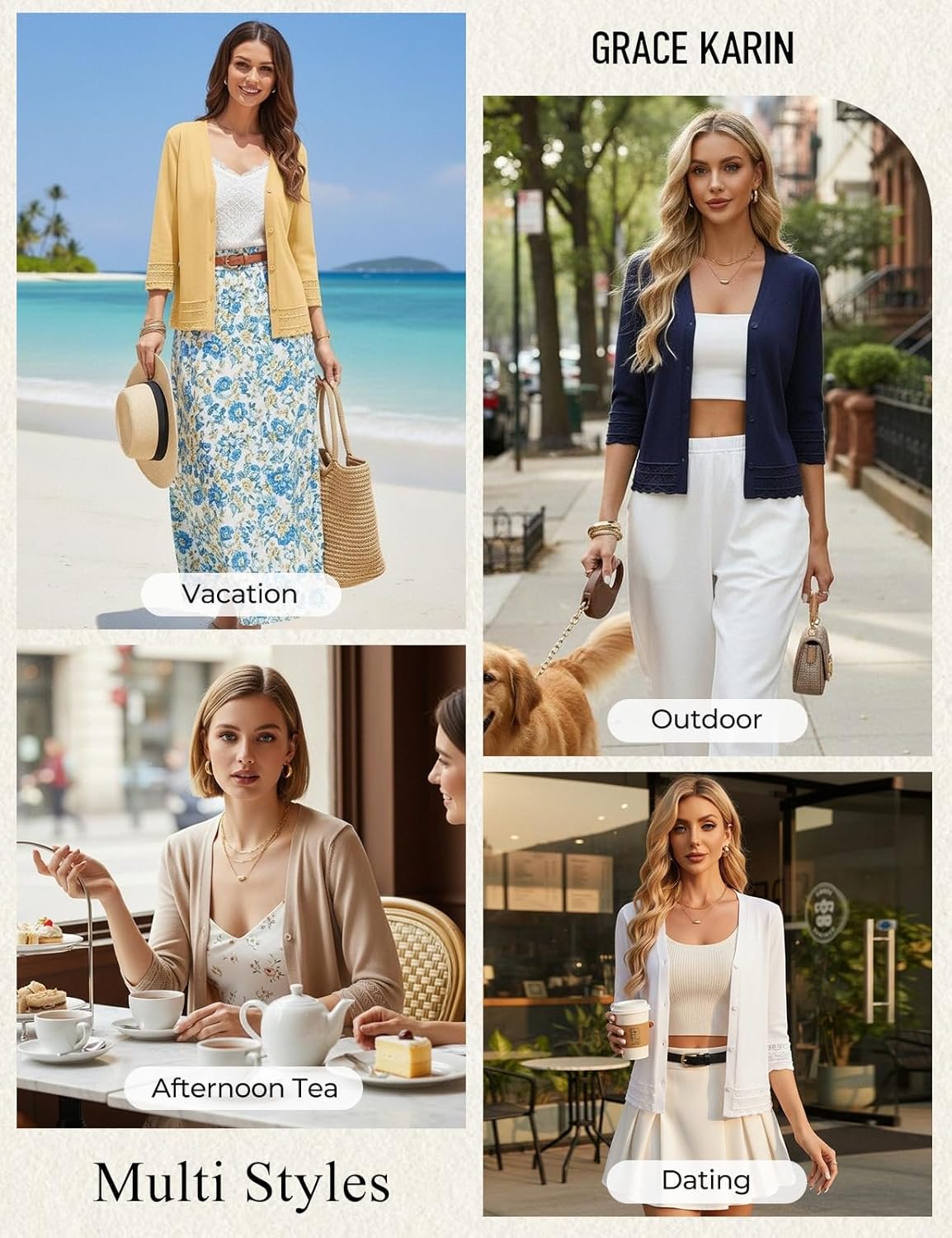 GRACE KARIN Cardigans for Women Trendy 3/4 Sleeve Lightweight Cardigan Spring Button Down Sweater Tops 2026 - Image 6