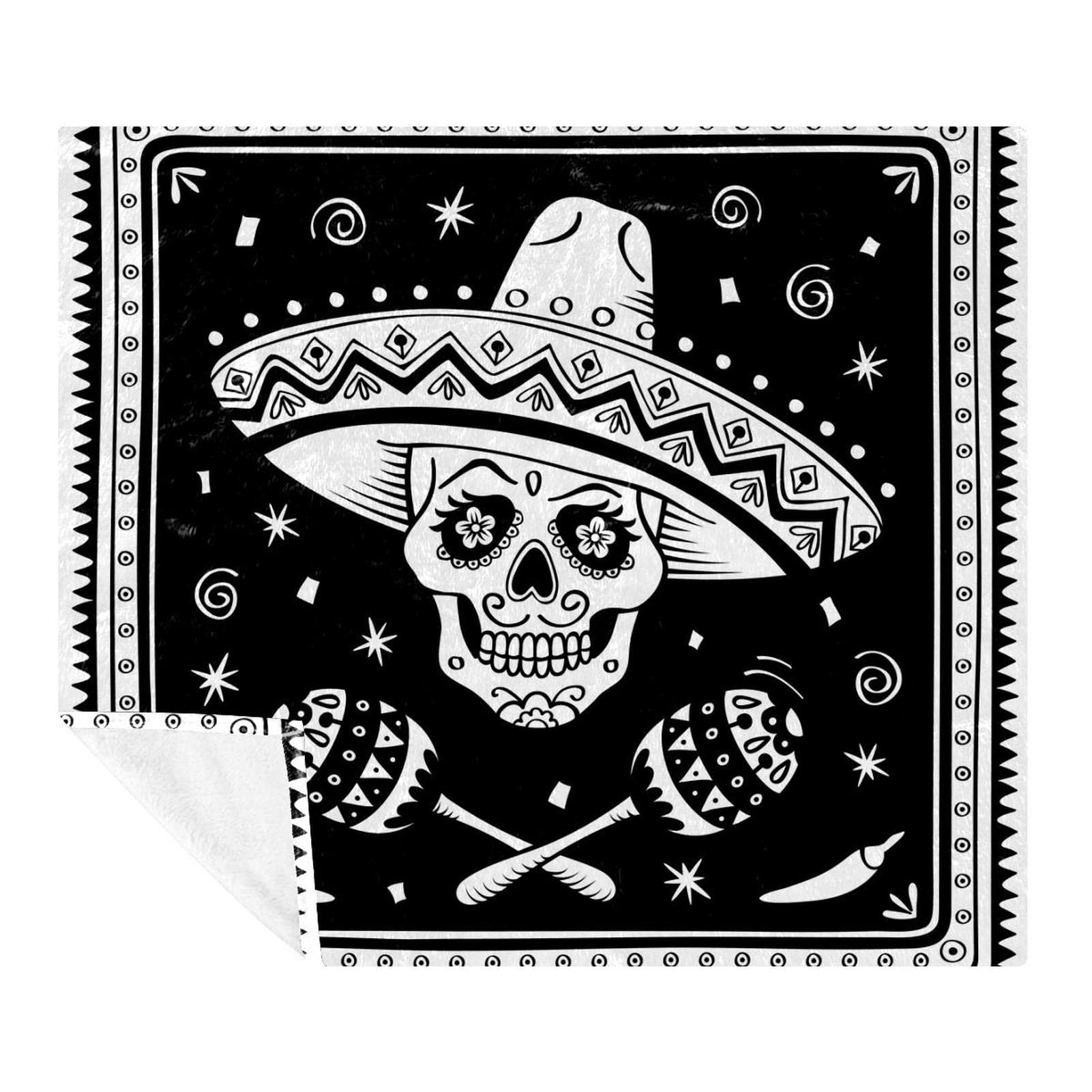 Couverture douce pour canapé et voyage avec son chapeau mexicain